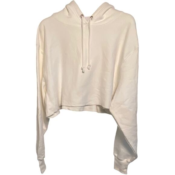 Champion Womens Size Large Reverse Weave Cropped Sweatshirt L solid white EUC - Picture 3 of 7